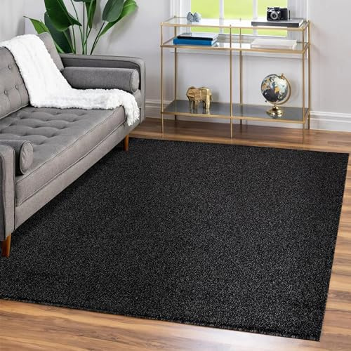Teppium Moderner Kurzflor Teppich Läufer Flur 60 x 100 cm Anthrazit - Waschbarer Teppich, Flauschig und Weich - Ideal als Bettvorleger im Schlafzimmer, Küchenläufer oder Wohnzimmerteppich