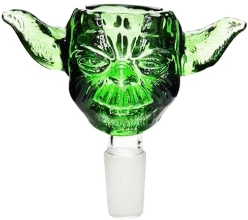 UkGlass 14mm Glass Bowl Green Head Smoking Bowl Slider Male for Glass Accessories (14mm Male)
