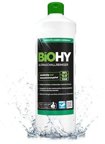 BiOHY Detergente a ultrasuoni (Bottiglia da 1l) | Pulizia intensiva e delicata di prodotti dentali, oro, monete e gioielli (Ultraschallreiniger)