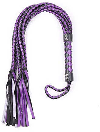 Yikoly Peitsche sex sm Echt leder Erotik Spanking Paddel Gerte geflochten SM Bondage Fetisch Bettfesseln Slave Rollenspielen Flitter Flogger Handarbeit Sex Spielzeug für Paare Adults-73.5 CM (Violett)