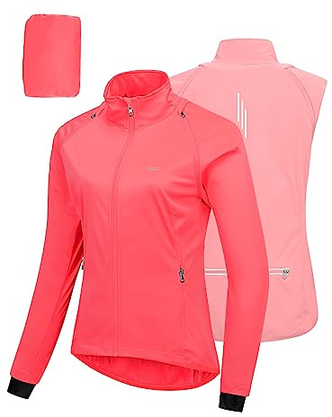 33,000ft Fahrradjacke Damen Wasserdicht Atmungsaktiv Sommer UV-Schutz Leicht Fahrradweste mit Abnehmbaren Ärmeln Fahrrad Reflektierend Regenjacke Frauen