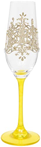 Handmålad guld kunglig damastmönster champagneflöjt, 220 ml, presentförpackad