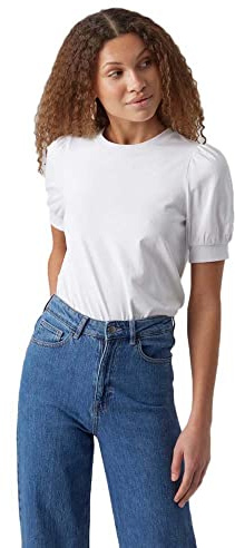 VERO MODA Vmkerry 2/4 O-neck Top Vma Noos, Camiseta Mujer, Blanco Brillante, XL