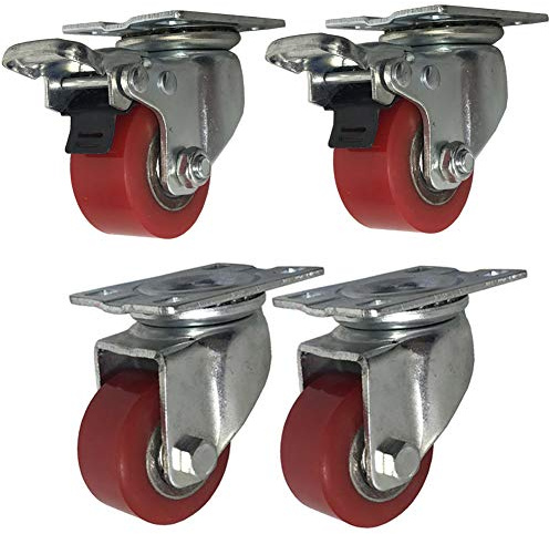 BOCbco Plattenrollen 4 Industrierollen 40 Mm/50 Mm Schwerlastrollen 1000 Kg Leise Pu-Platten-Lenkrollen Mit Bremse Stahlhalterung Für Fabriktransport-Straßenbahn-Werkbank