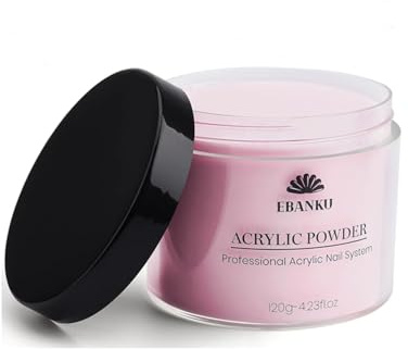 EBANKU Rosa Acrylpulver, 120 g / 4,23 oz Acrylpulver Große Kapazität Professionelles Acrylnagelpulver für Nagelacrylverlängerung, Nagelschnitzen, langlebig, keine Nagellampe erforderlich