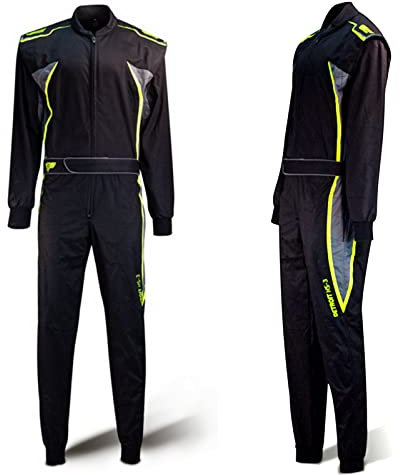 Speed Kart Overall 3-farbig - Kartoverall Detroit HS-3 schwarz neongelb grau (XL)