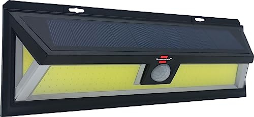 Brennenstuhl Lampada Solare a LED da Esterno Con Rilevatore di Movimento PIR 120, Luce da Parete Solare Compatta con Pannello Solare Integrato, COB LED luminoso 10W, 700 lm, IP 65, Nero
