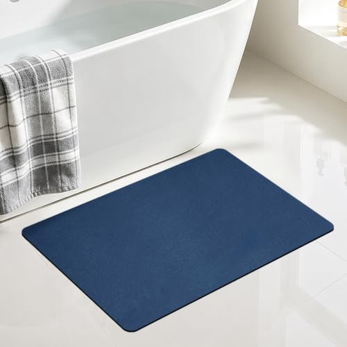 ROFMAPLE Non-Slip Bath Mat, Super Absorbent Bathroom Mat, 40x60cm Blue | Non-Slip Rubber backing Grips, Super Absorbent and Quick-Dry, Washable, Ideal for Bathroom, Shower Floor, Bathtub, Sink