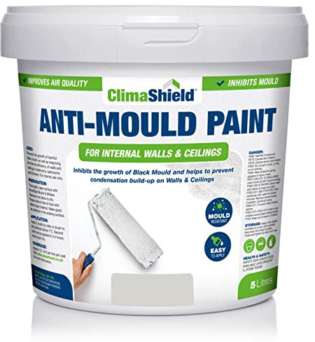 SmartSeal Anti Mould Paint - 5 Litres - For Bathroom, Kitchen and Bedroom Walls & Ceilings. Ultimate Protection Against Dangerous Mould - 5yr Mould Resistance - Wessex Stone Finish