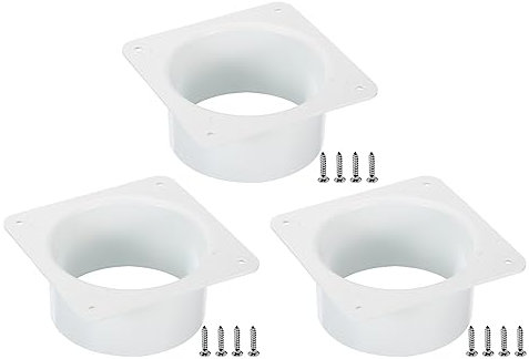 PATIKIL 4 Kanal Anschluss Flansch 3 Pack Trockner Entlüftung Wand Platte Quadrat bis Runde Gerade Kanalisation Platte für Luft Heizung Kühlung Belüftung Abluftgebläse Weiß