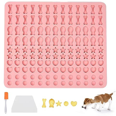 130 Cavities Non-Stick Pet Treats Baking Mold, Silicone Baking Moulds, 5 Shape Silicone Dog Treat Moulds for Ganache Jelly Candy Biscuits Chocolate Drops, Heat-resistant from -40°C to 220°, BPA Free