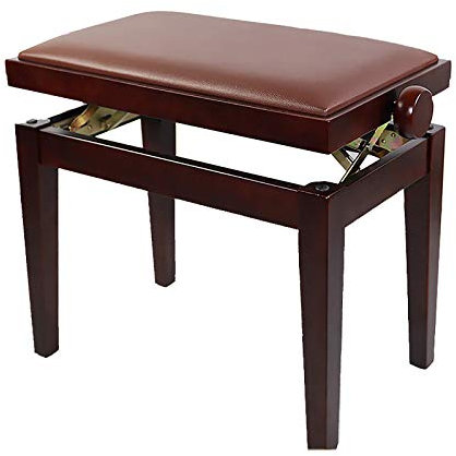 RWRAPS Klavierhocker, höhenverstellbar, Klavierhocker, Holztastatur, Klavierbank mit dickem Kissen, PU-Ledersitz, Solo-Tastatursitz (braun)