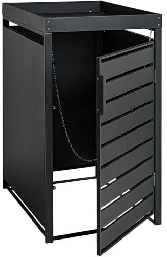 STILISTA Mülltonnenverkleidung aus Metall mit Pflanzdach, je 240 Liter, Anthrazit, 1-türig