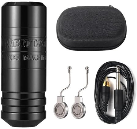 INGKE Macchina rotativa per Penne per Tatuaggi Kit Penna per Tatuaggi Wireless Potente Motore Senza spazzole Corsa 4,0-4,5-5,0 mm con Cavo RCA per tatuatori Trucco LED,A Black