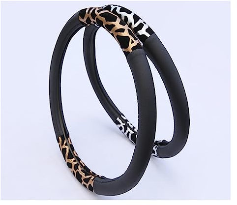 Lenkradhüllen Universal Personalisierte Leopard Print Auto Lenkrad Abdeckung Für Mädchen Plüsch Auto Dekoration Lenkung Abdeckungen Auto Zubehör Lenkraddung Verklei