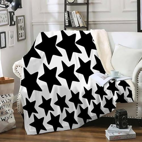 Kuscheldecke Flauschig Stern Weiß, Warme Flanell Fleecedecke Wohndecke Sofadecke, Weiche Plüsch Decke Blanket Für Kinder Erwachsene, Wendedecke Wolldecke Tagesdecke 220x240 XXL