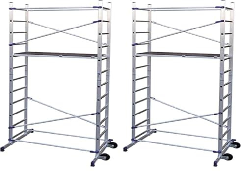 FACAL PINNA CLIC PN/CLI, Trabattello in alluminio, altezza di lavoro 436 cm, Altezza della scala 365 cm, colore Alluminio, blu (Confezione da 2)