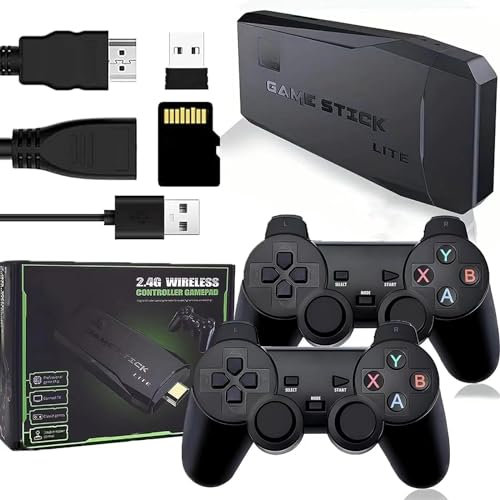 Consola Arcade Retro stickcon 20.000 Juegos Clasicos,2 Mandos Inalámbricos M8 HDMI,Consola Mini Portatil 64 GB,Compatible con 4K, los Juegos mas Famosos de los 90': MD,SNES,PS1,PSP, GBA,NES,etc