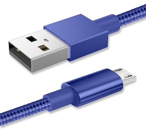 Micro USB Cable, Android Charging Cable, Micro Charging Cable Braided Compatible with PS4 Controller, Samsung Galaxy J7, S7, S6, Fire HD Tablet, HTC, LG, Motorola (2 Metres)