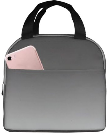 Bolsa de almuerzo con estampado blanco a negro, lonchera portátil para hombres y mujeres, picnic, trabajo, viajes
