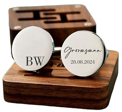 Personalised Cufflinks Set of 2, Custom Wedding Engraving Cufflink Wedding Gift Groomsmen Gift Best Man Gift Gift for Dad Groomsan Best Man Gift