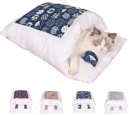 Sac de couchage orthopédique pour chat, le sac de couchage doux et chaud pour chats, sac de couchage pour chat, coussin amovible et lavable pour chat, lit de sécurité pour animaux de compagnie (chat