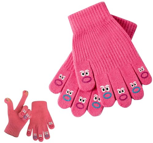 Doukesh Witzige Winter Touchscreen Handschuhe Damen Warm Strickhandschuhe Handschuhe Winterhandschuhe Geschenke für Damen (Rosa)
