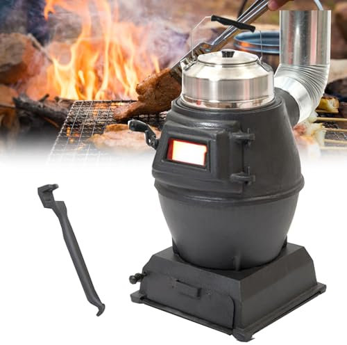 Estufa de leña para Exteriores, Estufa de leña, Mini Estufa de carbón de Hierro Fundido, Estufa de Camping, calefacción y Cocina, Mini Estufa de leña para Tiendas de campaña, Interior