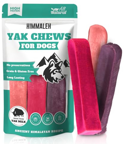 Himmaleh Strawberry Cranberry Blueberry Yak Chews, Medium 3 Pack - Natural | Protein & Calcium Rich, Long-Lasting Chew, 100% Natural Ingredients, Traditional Himalayan Recipe, Ideal for Everyday Chewing