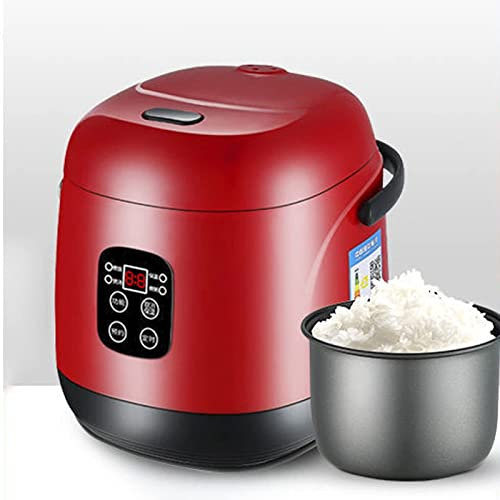 Piccola pentola per Riso 1,2 Litri, pentola per Riso per 1-2 Persone, pentola a Cottura lenta e vaporiera, One-Touch, Timer di Ritardo, Funzione di Riscaldamento, Rivestimento, 200 W, Rosso