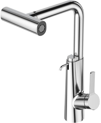 CREA Rubinetto Lavello Cucina da incasso Dispenser Sapone,con Doccetta Estraibile, Rubinetto Cucina Cascata a 4 Modalità,Miscelatore Cucina Girevole a 360°,Cromo