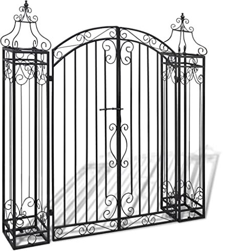 LLEZKBR Furniture select-Ornamental Garden Gate Wrought Iron 122x20.5x134 cm