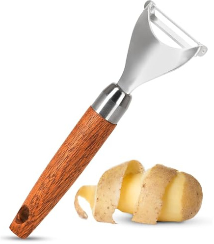 Potato Vegetable Peeler, Premium Wood, Stainless Steel Speed Potatoes Good Grip Peeler Y Shaped Multifunctional for Kitchen,