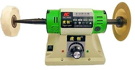 Esmeriladora de Banco, Máquina pulidora de banco eléctrico for joyería y gemas, pulidora de torno de escritorio, velocidad ajustable de 0 a 10000RPM, 750W, para moler, pulir y taladrar(Groen)