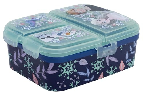 STOR Kinder Lunchbox Die Eiskönigin mit 4 Fächern 1944ml - XL Brotdose BPA-frei für Kinder - Schul-Bento-Box aus Kunststoff mit Sicherheitsverschluss