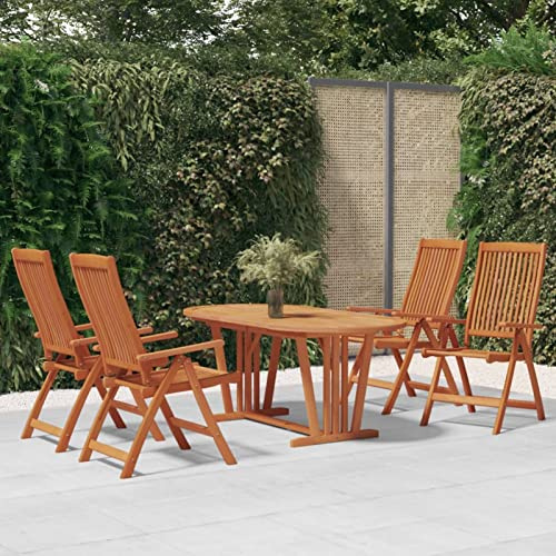 IKAYAA Gartenmöbel Set Holz Sitzgruppe Garten Gartenmöbel Set 4 Stühle mit Tisch Ausziehbar Holz Essgruppe Gartengarnitur Balkongarnitur Sitzgarnitur Massivholz Eukalyptus