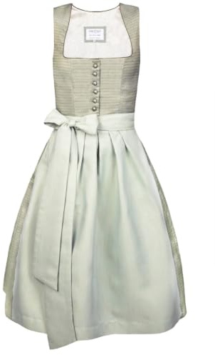 Edelnice Trachtenmode Midi Dirndl Ina hellgrün monochrom Look mit Knopfleiste inkl. Dirndlschürze Gr. 32-54 (DE/NL/SE/PL, Numerisch, 50, Regular, Regular, Salbei)