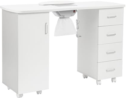 DARDVORLAG Maniküre Tisch 82cmX47.5cmX120cm Inklusive weißem Staubsauger mit weißen dünnen Handkissen, das Produkt ist Zwei Pakete