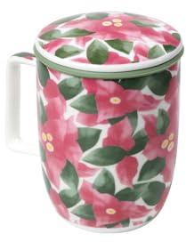 TEA SHOP - Tasse à thé ou infusions avec filtre, infuseur et couvercle - Mug Harmony Bouganvilla - Tasse pour thés et infusions fabriquée en porcelaine