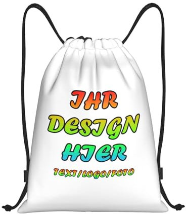 Fyralune Personalisierter Turnbeutel – Logo/Text/Foto/Name hinzufügen personalisierte Rucksack Sporttasche Beutel für Herren und Damen wasserdichte Schwimmtasche und Schulrucksack für Jungen Mädchen