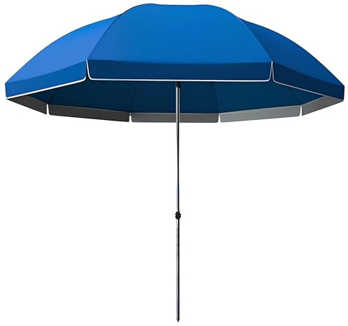 Grand parasol de plage avec protection UV, hauteur réglable, parasol de jardin pour balcon et terrasse, 3 m, pare-soleil extérieur – Bleu