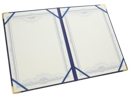 SOLUSTRE Couverture de Diplôme A3 en Cuir Pu Bleu Élégant et Portable, Porte-documents Décoratif pour Certificats et Récompenses, pour Présentation et Transport
