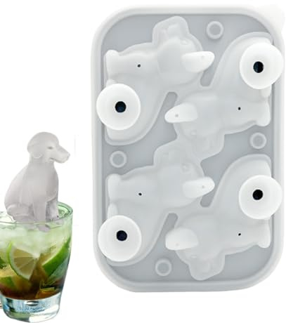 Moules à Glaçons Empilables, Créateur de Blocs de Glace 4 Cavités en Forme de Chat et de Chien, Moules À Glace En Forme D'Animaux, pour Boissons telles que Café, Vin,