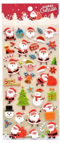 Adesivi di Natale 3D | Adesivi decorativi per feste | Decalcomanie 3D in rilievo – per custodia del cellulare, taccuino, diario, laptop, bambini e adulti, porta feste, riempitivo calze