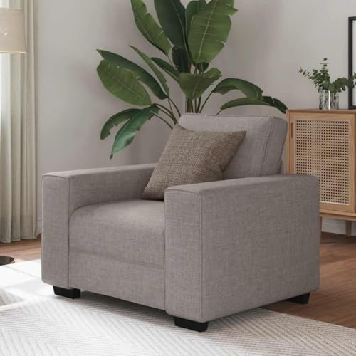 QUAHEAS Taupe fåtölj 60 cm av mjukt polyestertyg, mysig loungesoffa med träram för vardagsrum, kontor och gästrum