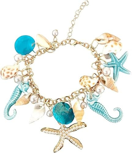 AIEDECOPT Bracelet de Coquillage, Bracelet Coquillage Femme, Bracelets Boheme, Bijoux de Coquillages Femme, Décorations d'été pour Mer, Plage, Vacances, Jardin
