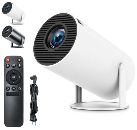 Cinemaster Pro - 4K Smart Projector, 4K HD Mini Projector with WiFi and Bluetooth, Smart Portable Projectors with Control Remote, Auto Keystone Correction, 180 Degree Rotation for Bedroom (White)