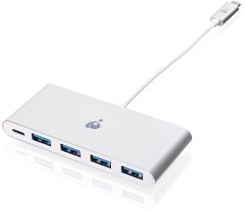 IOGEAR USB C Hub, Power Delivery, USB-C 3.0 auf 4 Port USB-A hub, für MacBook, MacBook Pro, Mac Mini, iMac, Surface Pro, Chromebook