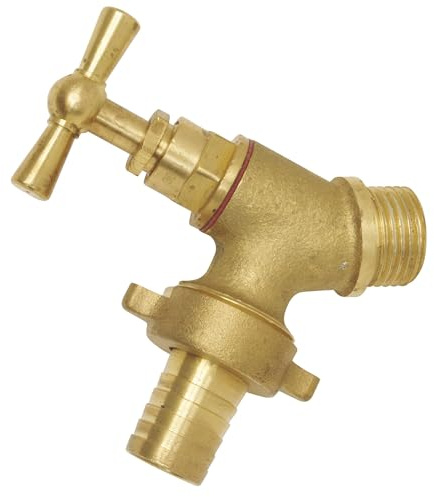 SOMATHERM FOR YOU, Robinet de puisage à potence oblique 1/2 Mâle, raccord 3/4, corps laiton brut CW617N, modèle court, pression max 10 bars, température max 80°C, norme ACS