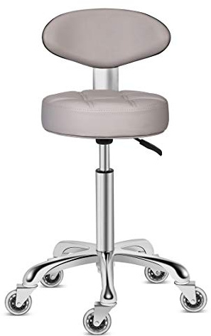 Kaleurrier Rolling Stool Chair with Smooth-rolling Dual-wheel casters,Comfortable Cushioned Backrest, Swivel Seat, Heavy Duty Hydraulic Height Adjustable,Sturdy and Durable